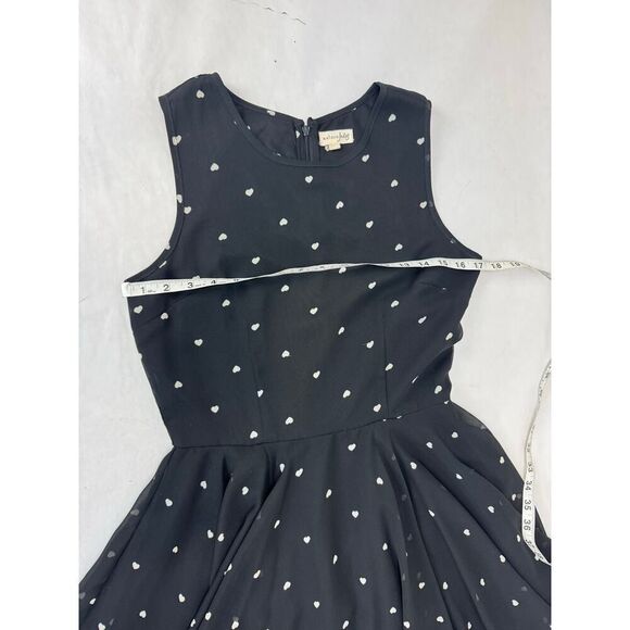 Maison Jules Fit Flare Dress Hearts Print Black Size Medium Retro Twee 50s Dot - Picture 6 of 10